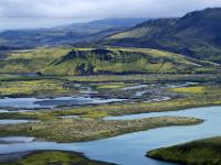 Blick ins verzweigte Skaftá Flußtal - Hochland